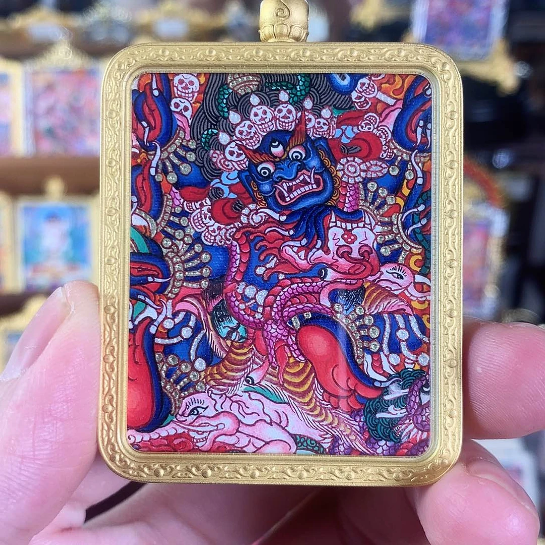 吊坠大黑天热贡纯手绘唐卡