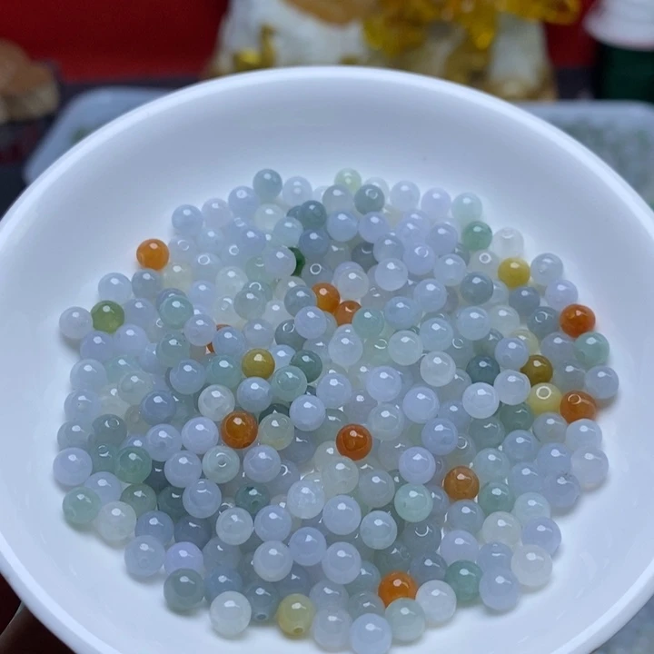 翡翠未镶嵌手链卡4.9冰三彩40个