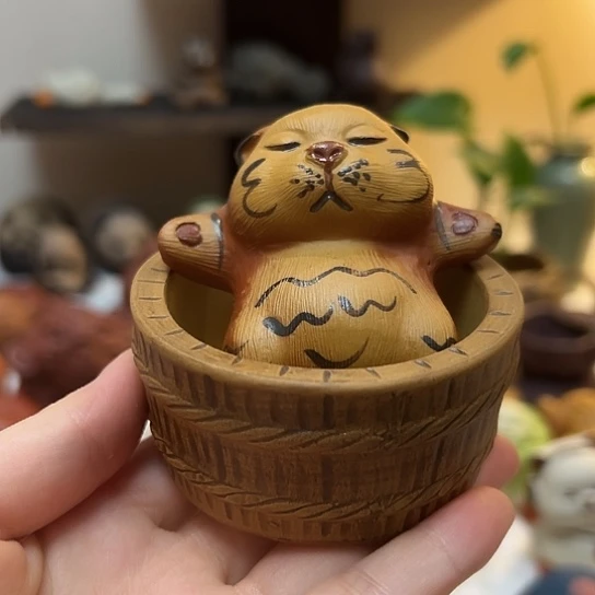 紫砂茶宠目**呆泡澡老虎