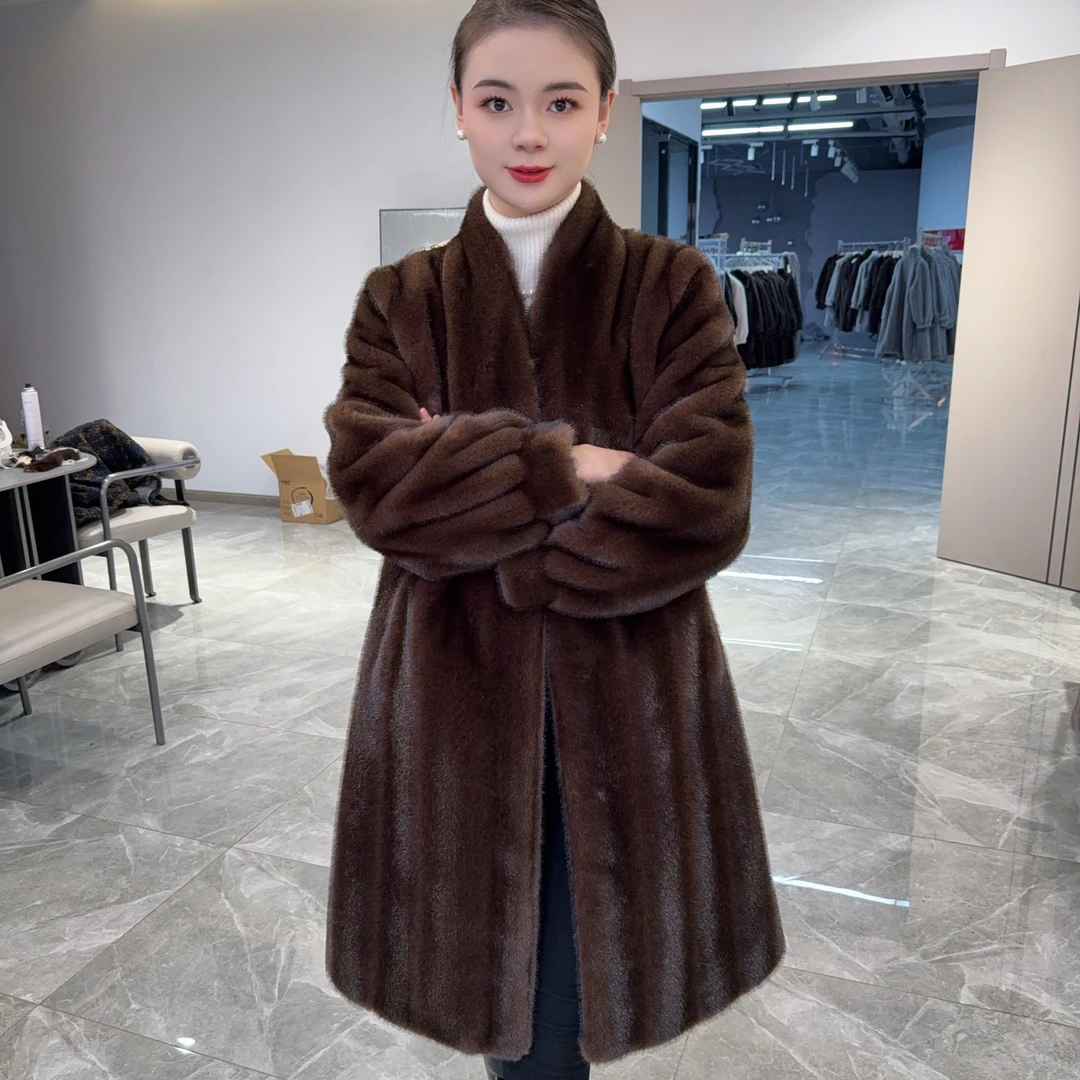 【真货皮草，大高货，全新款】2025新款一字领中长款外套加厚保暖女装