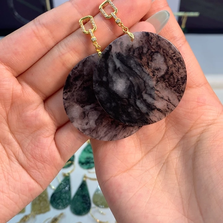 翡翠银S925镶嵌耳饰耳饰