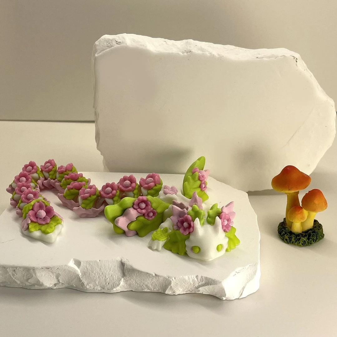 3D打印绝美花朵系列小飞龙关节可动家居摆件手盘玩具摆摊