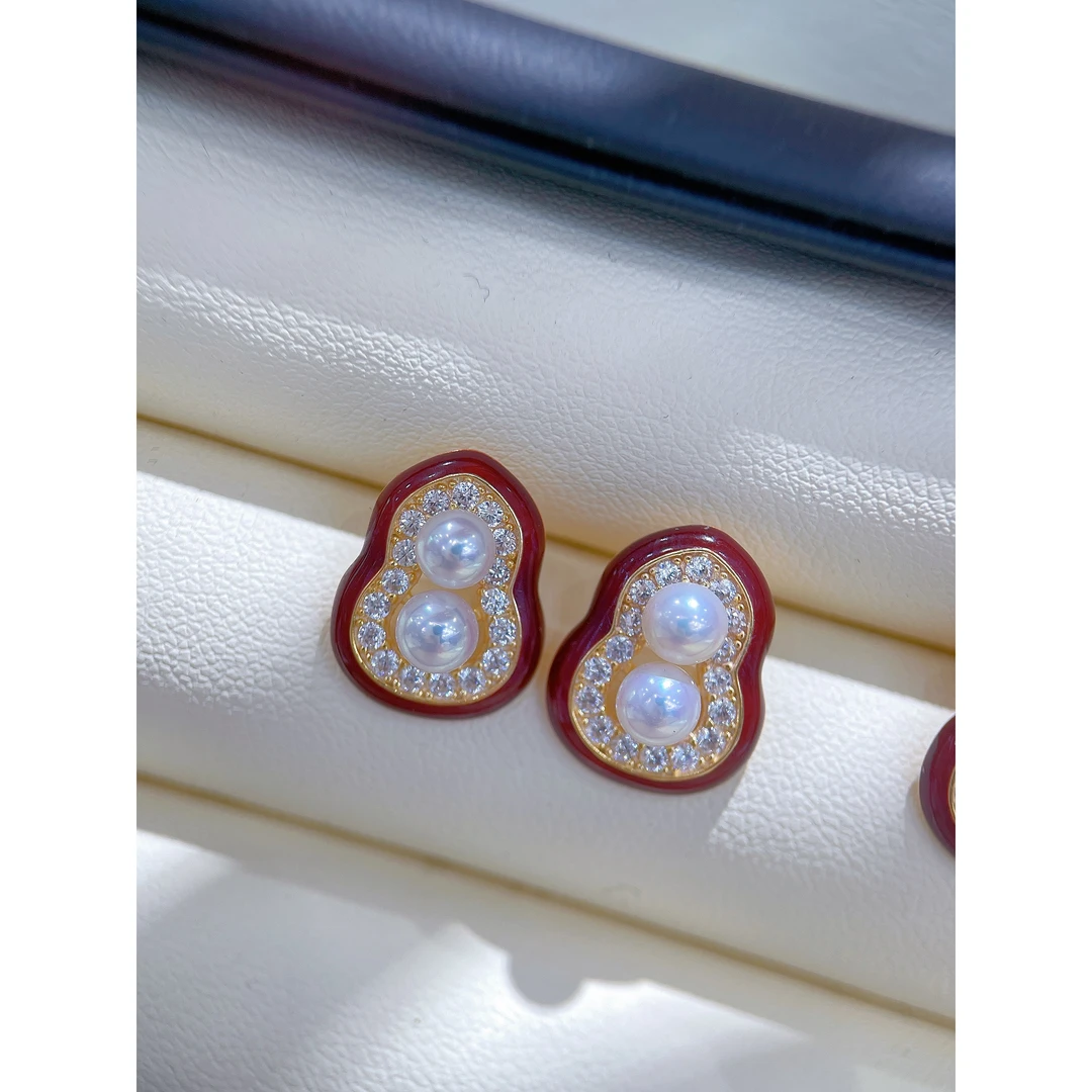 【涵涵】淡水珍珠葫芦耳钉4-5mm/S925银23061524052