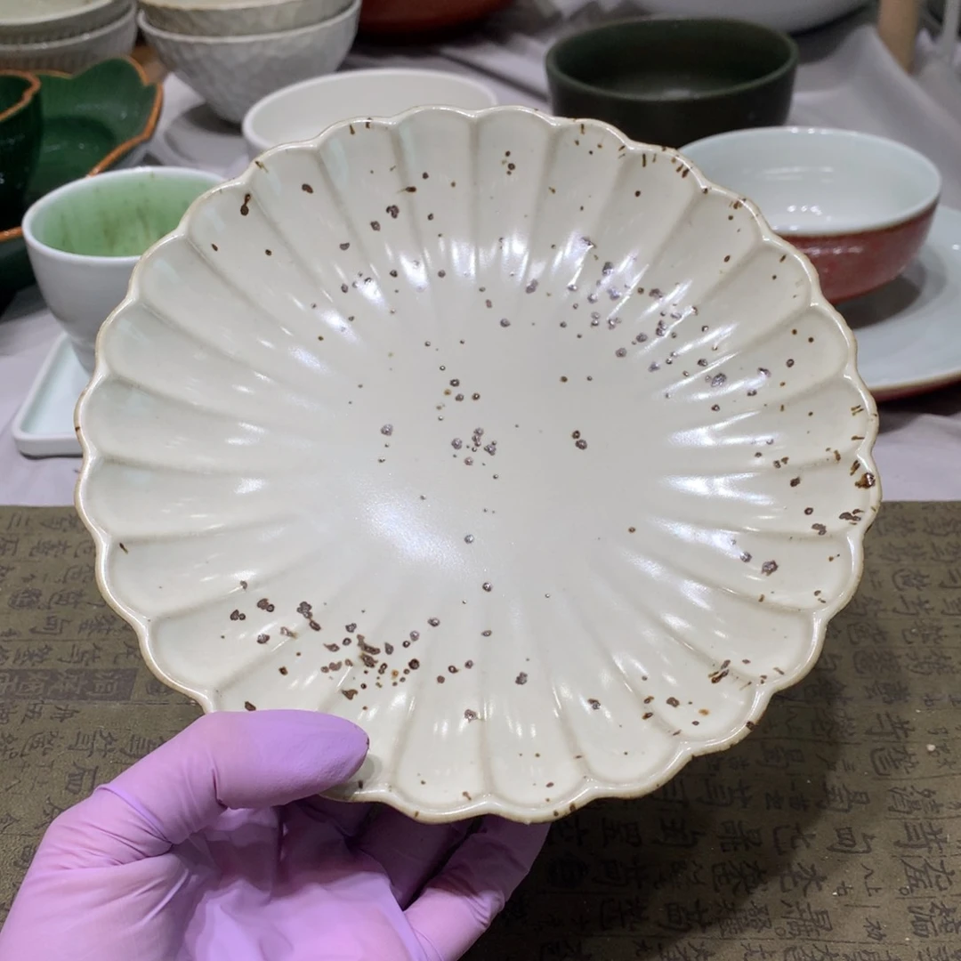 陶景德镇粗陶复古盘碗微瑕