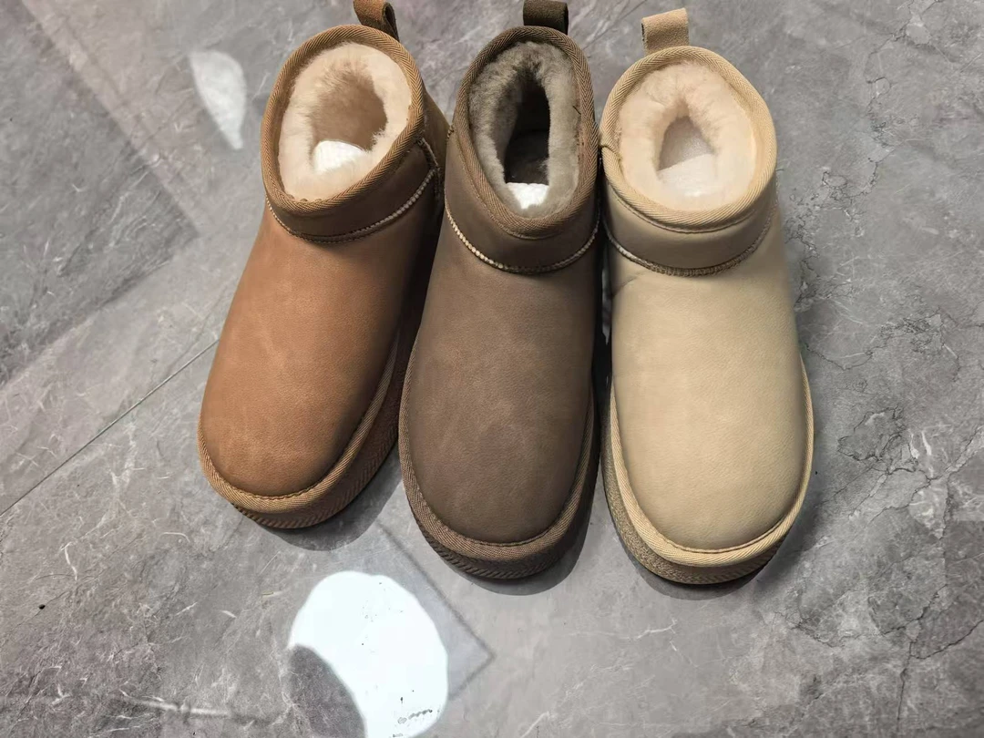 2025新款真皮厚底雪地靴女款冬季加绒防滑雪地靴68-58