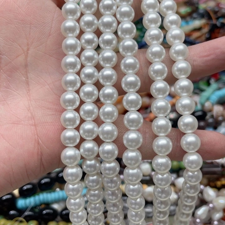 玛瑙/玉髓合金珠宝半成品一条8mm贝珠