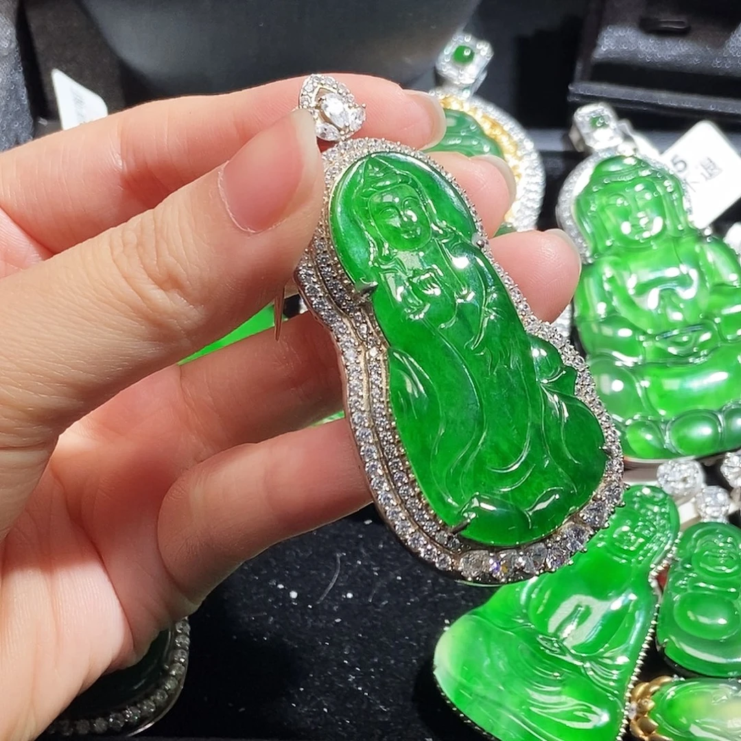 翡翠银S925镶嵌吊坠(不含链)