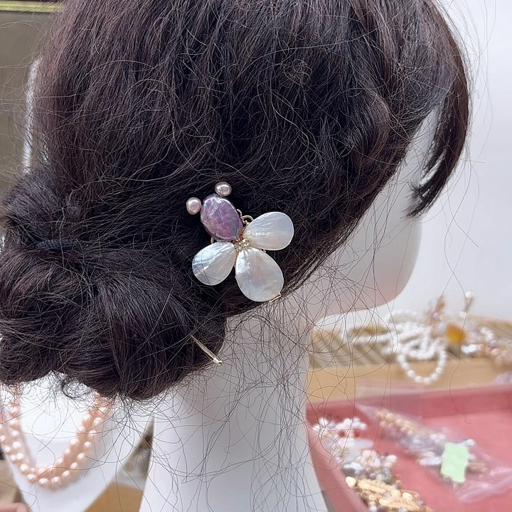 淡水珍珠发饰银S925镶嵌