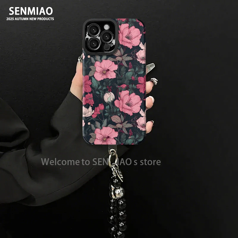 适用【苹果/oppo/华为/vivo/小米】满屏花花小羊皮防摔手机壳女款