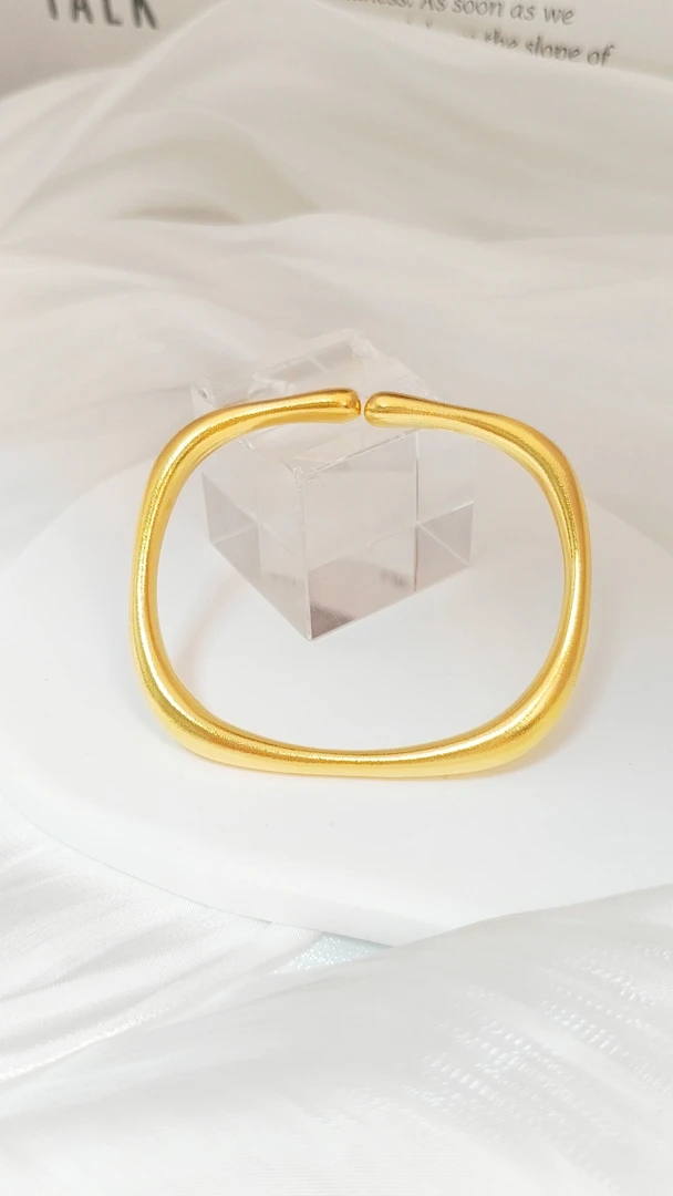 足银手镯 新款素圈素圈手镯轻奢时尚气质个性百搭简约金实心镯子