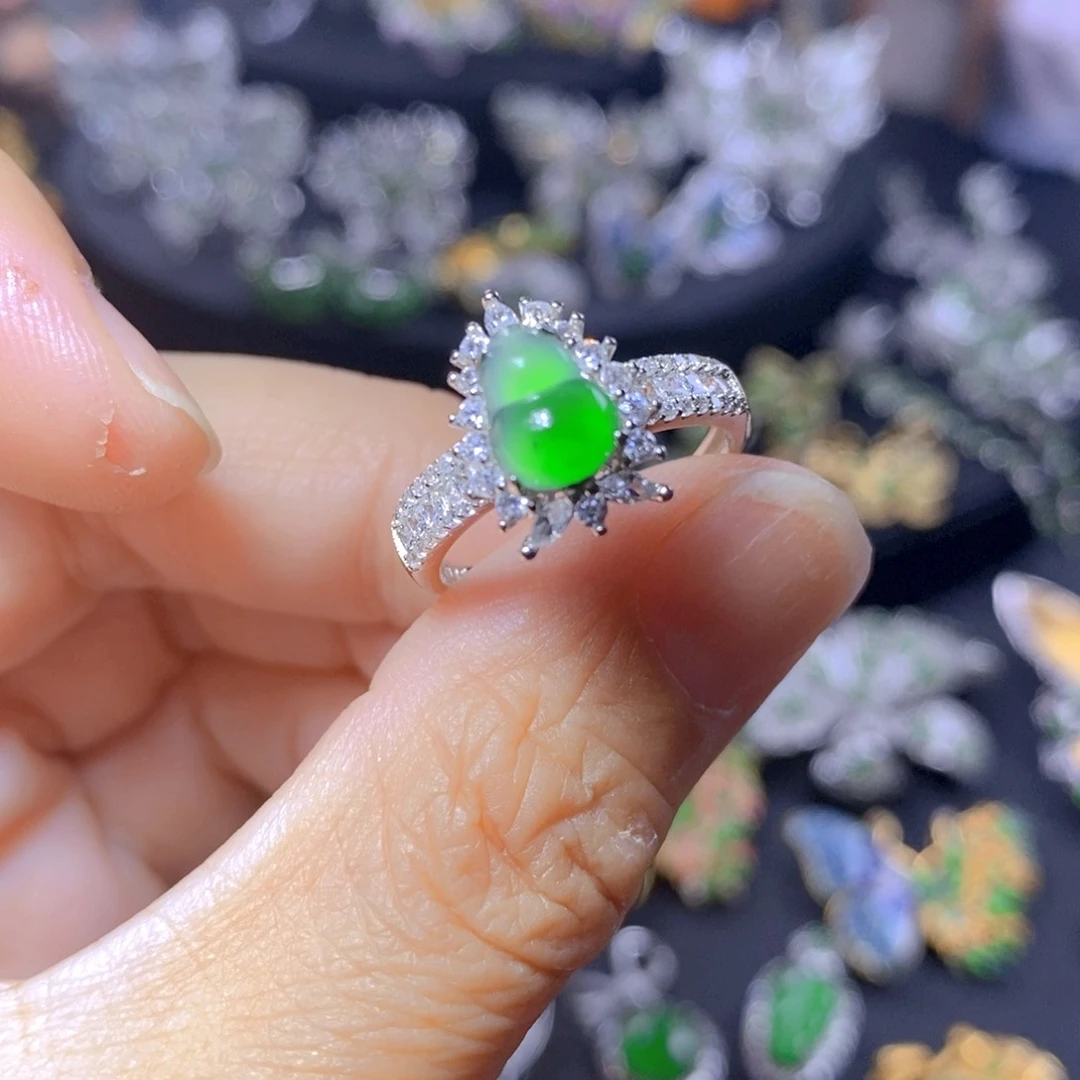 翡翠银S925镶嵌吊坠(不含链)天然翡翠