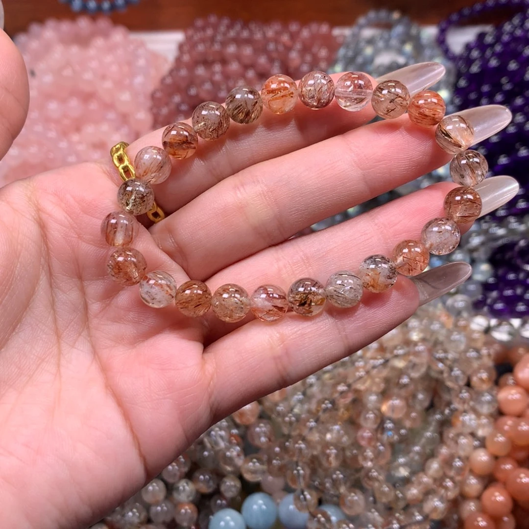 水晶手链未镶嵌黑金超七卡7.5