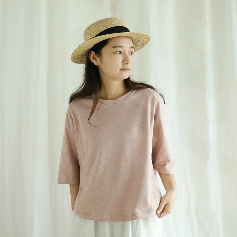 尘染白色宽松洋气短袖女2025夏季新款爆款纯棉设计感上衣减龄T恤