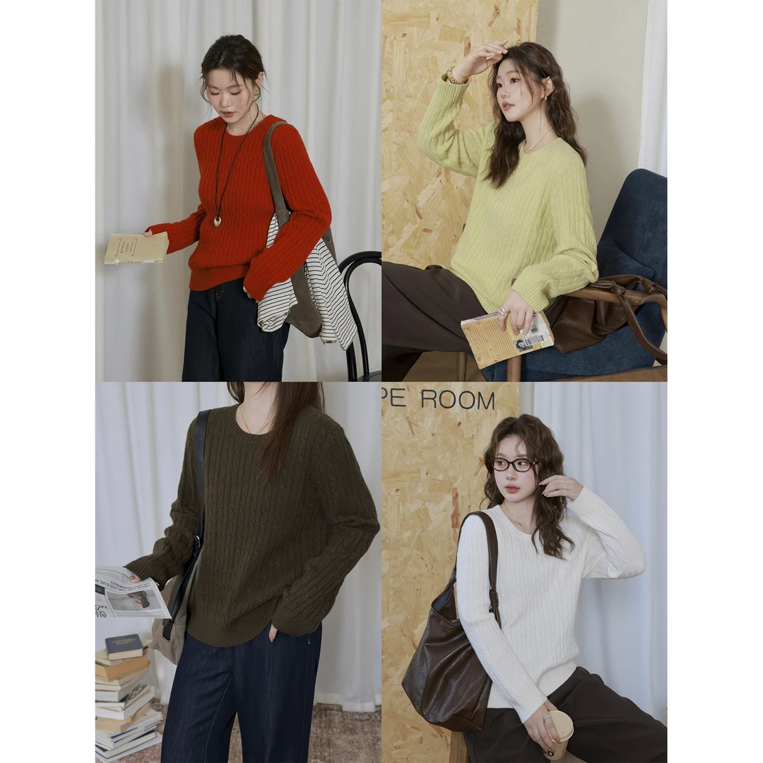 现货大婉酱微胖定制【多色谷波毛衣】秋冬羊绒毛织衫气质毛衣 9961D