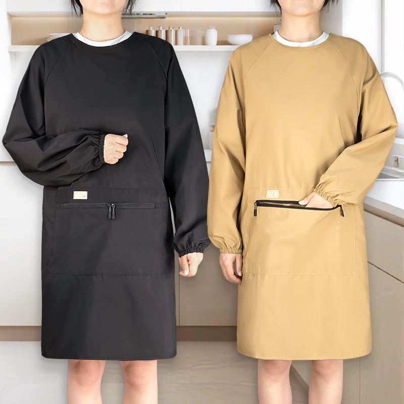 韩版围裙女防水防油长袖工作服新款厨房家用罩衣餐饮专业上班围腰
