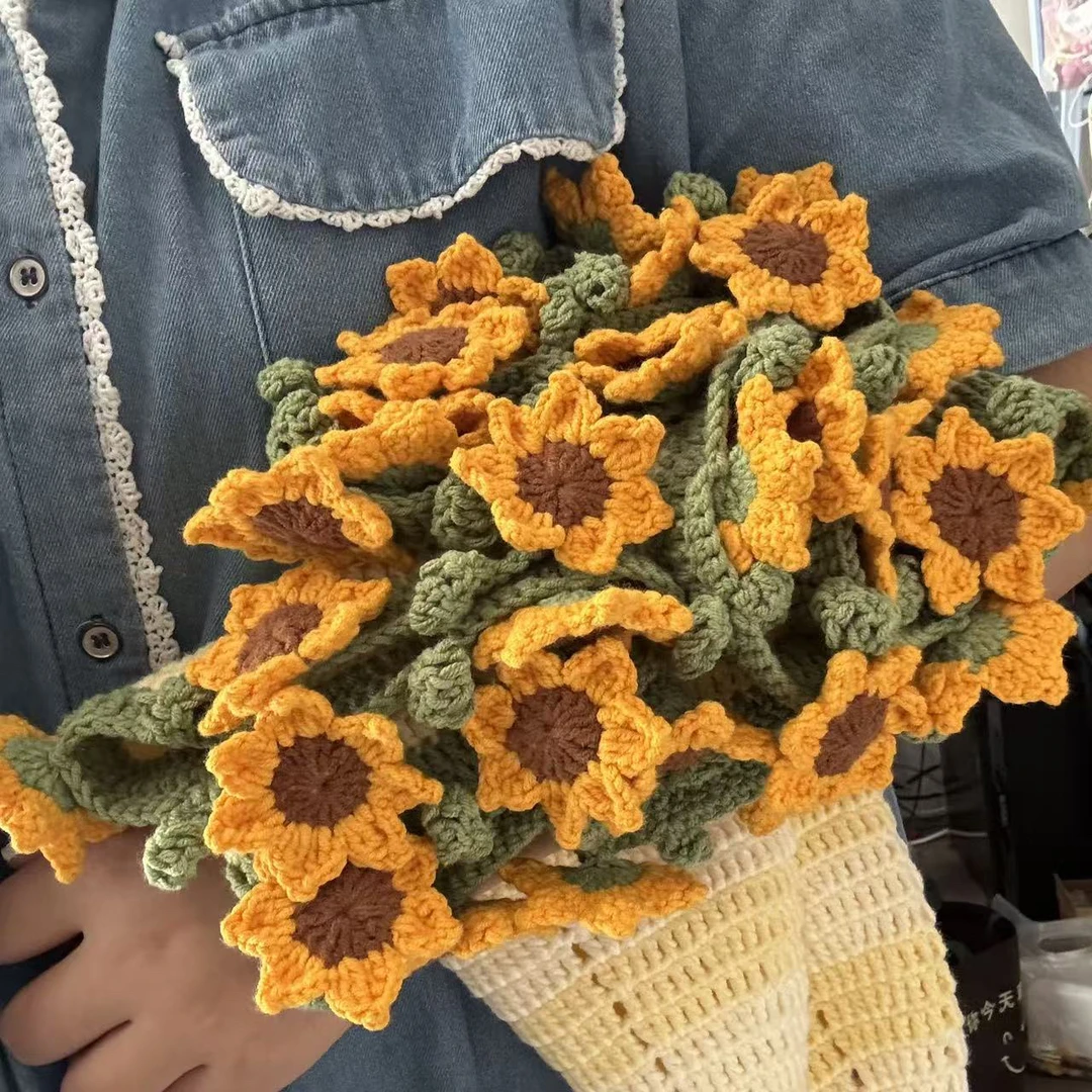 （成品发货）手工钩织创意向日葵花朵毯子成品礼物送女友礼物