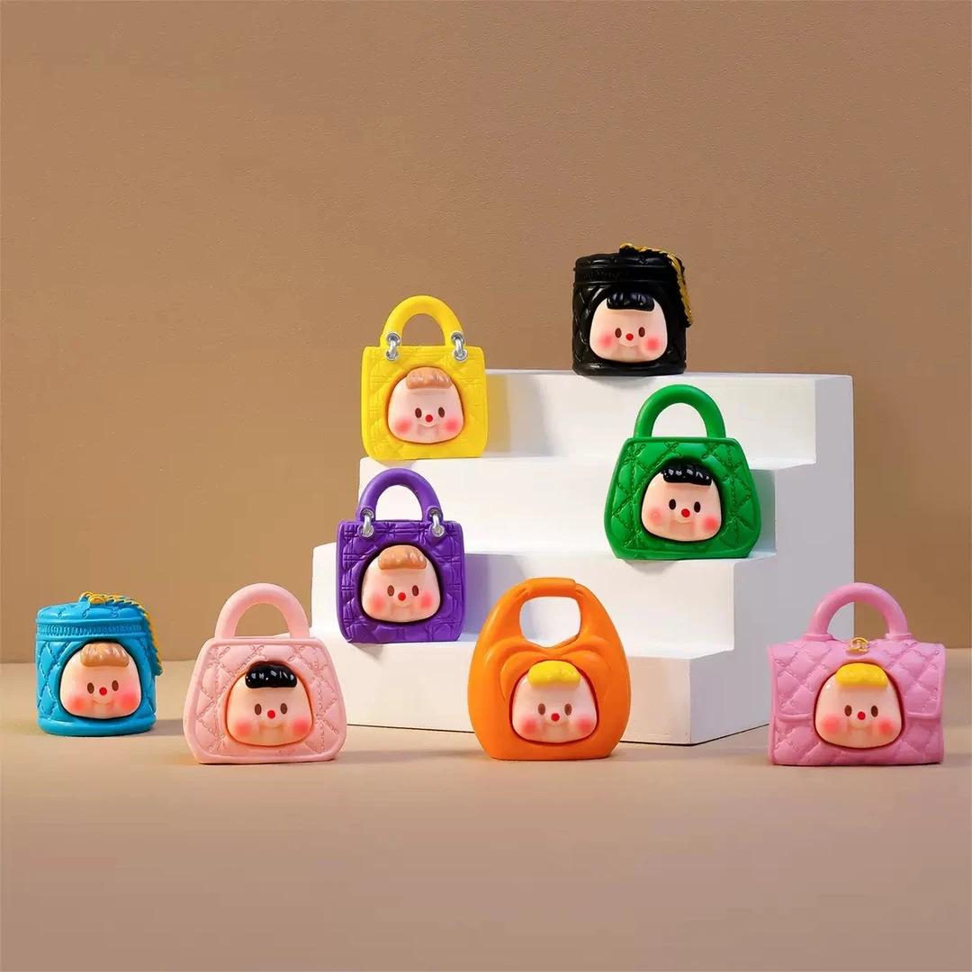 彩绘包包小妹萌粒公仔车载桌面迷你摆件树脂工艺品