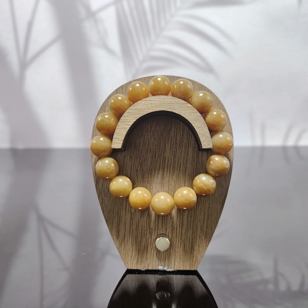 N和田玉且末糖圆珠手串（卡12）3893