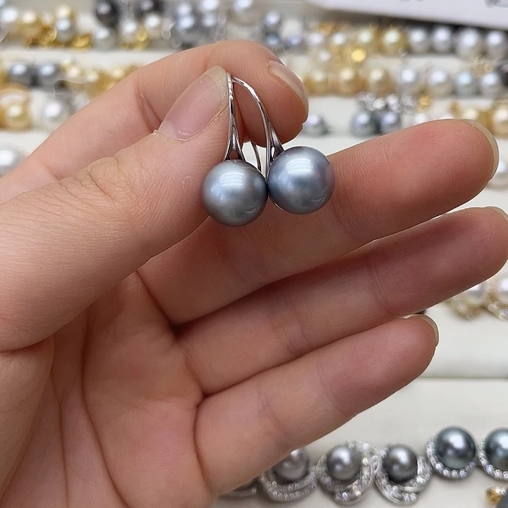 银S925镶嵌海水珍珠耳饰