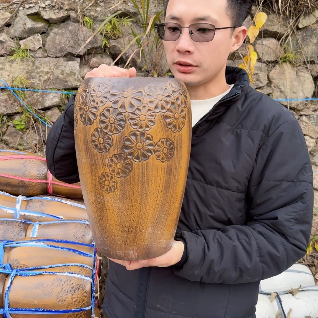 紫砂花盆口18高33（一个雏菊柴烧