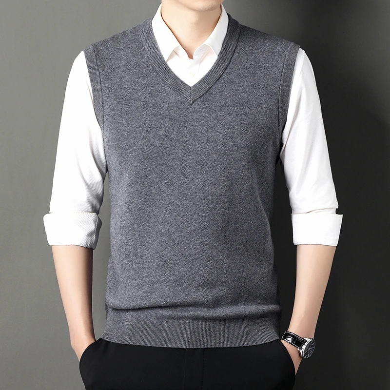 【纯羊毛加厚款】V领打底轻商务高品质100%绵羊毛背心羊毛衫