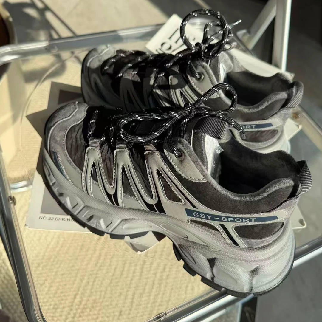 歌诗茵老爹鞋女厚底2025秋冬新款加绒保暖轻便舒适休闲百搭运动鞋