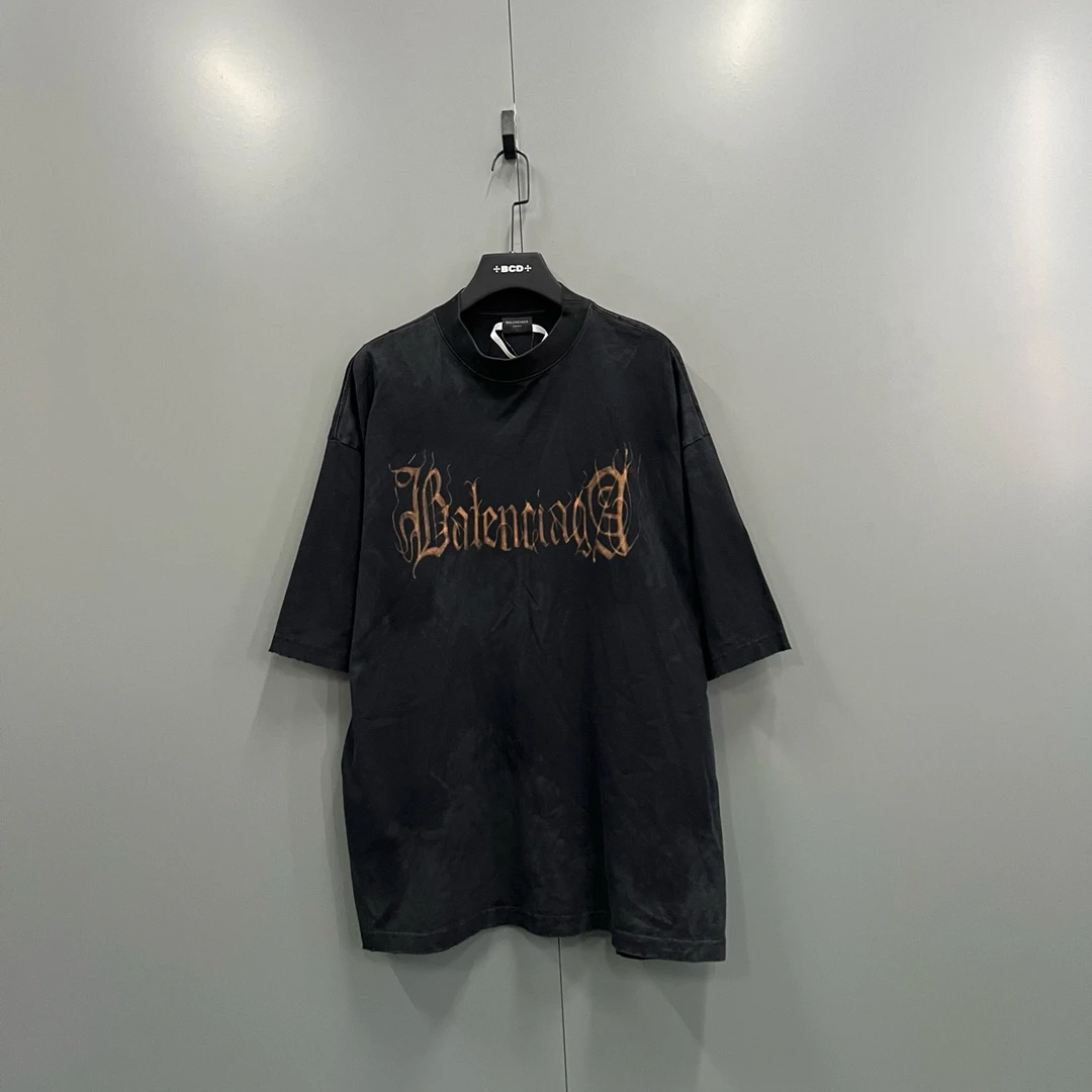 95新 Balenciaga/巴黎世家 抽象logo字母图案印花短袖 M码/95新