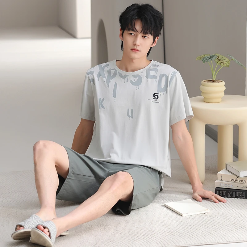 【莫代尔棉】夏季短袖短裤青少年睡衣家居服套装