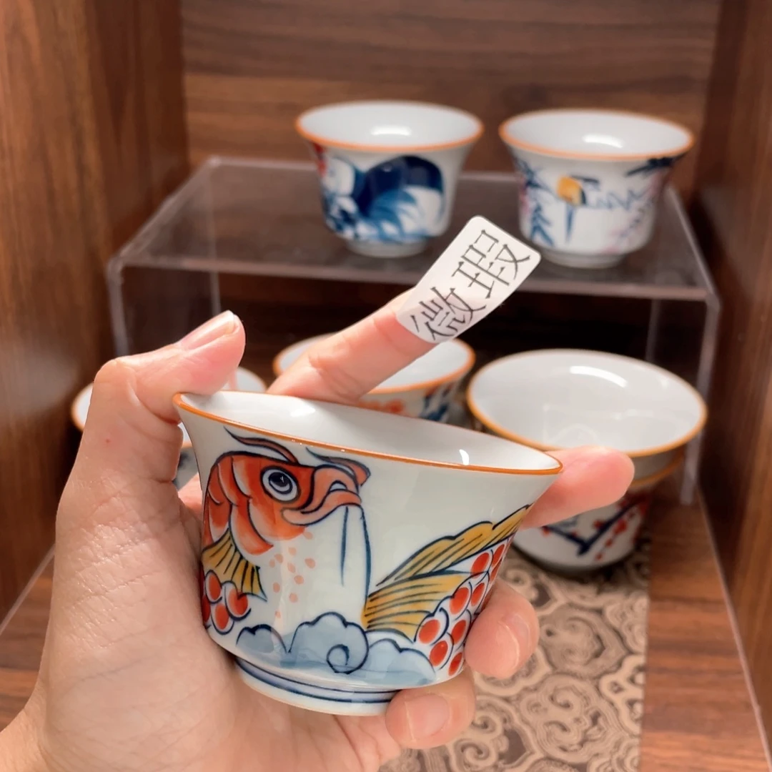 釉下手绘茶具微瑕