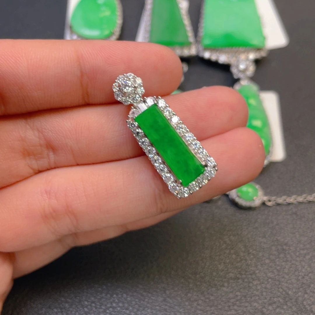 翡翠银S925镶嵌吊坠(不含链)