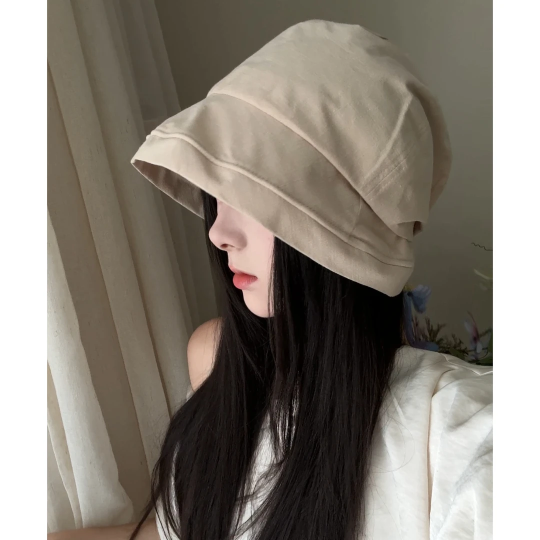 盆帽女帽子大头围报童画家帽日系薄款休闲春夏纯色遮脸百搭休闲款