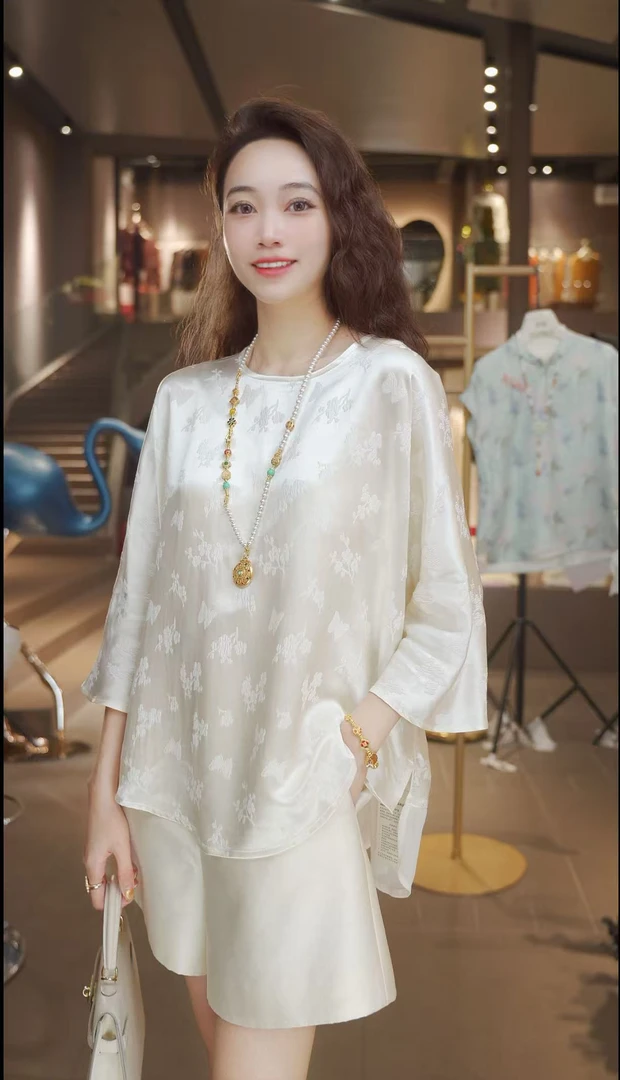 《黛玉》时尚夏季百搭气质冠乐绉宽松衬衫5152C