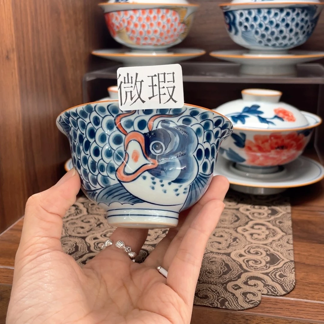 釉下彩纯手绘有瑕