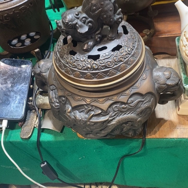 蜜安罐瓷香炉锡茶则