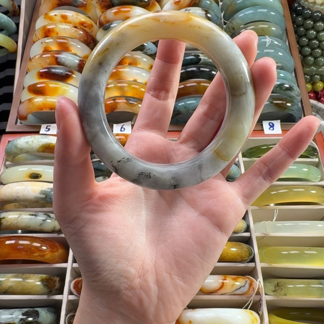 可***啡蛇纹石玉未镶嵌手镯