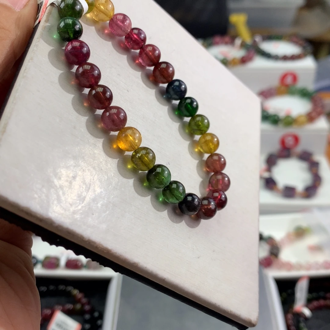 未镶嵌碧玺手链   7mm。