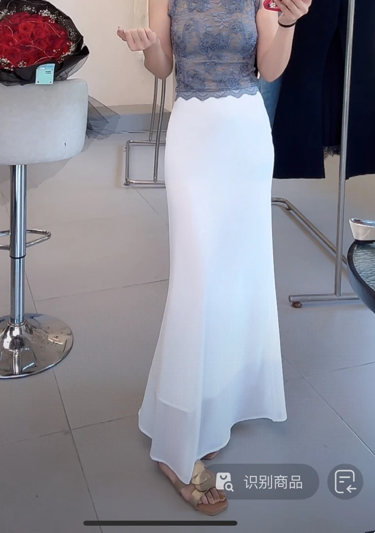 YANG YANG 韩系简约纯色雪纺鱼尾半身裙薄款修身显瘦#