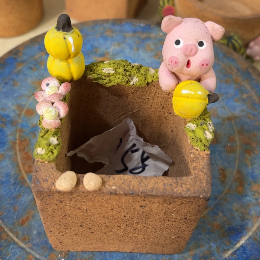 泥塑古镇炻陶花盆