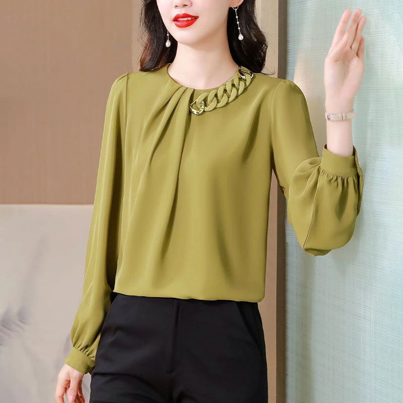 衬衣女长袖时尚减龄百搭打底衬衫2025春夏新款中年妈妈气质上衣潮