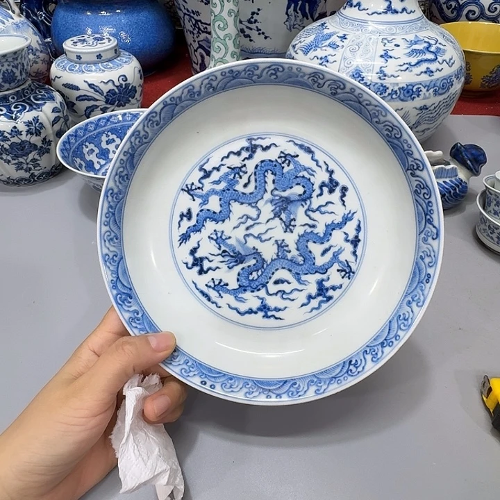 如***是摆件陶瓷制品纯手工青花盘