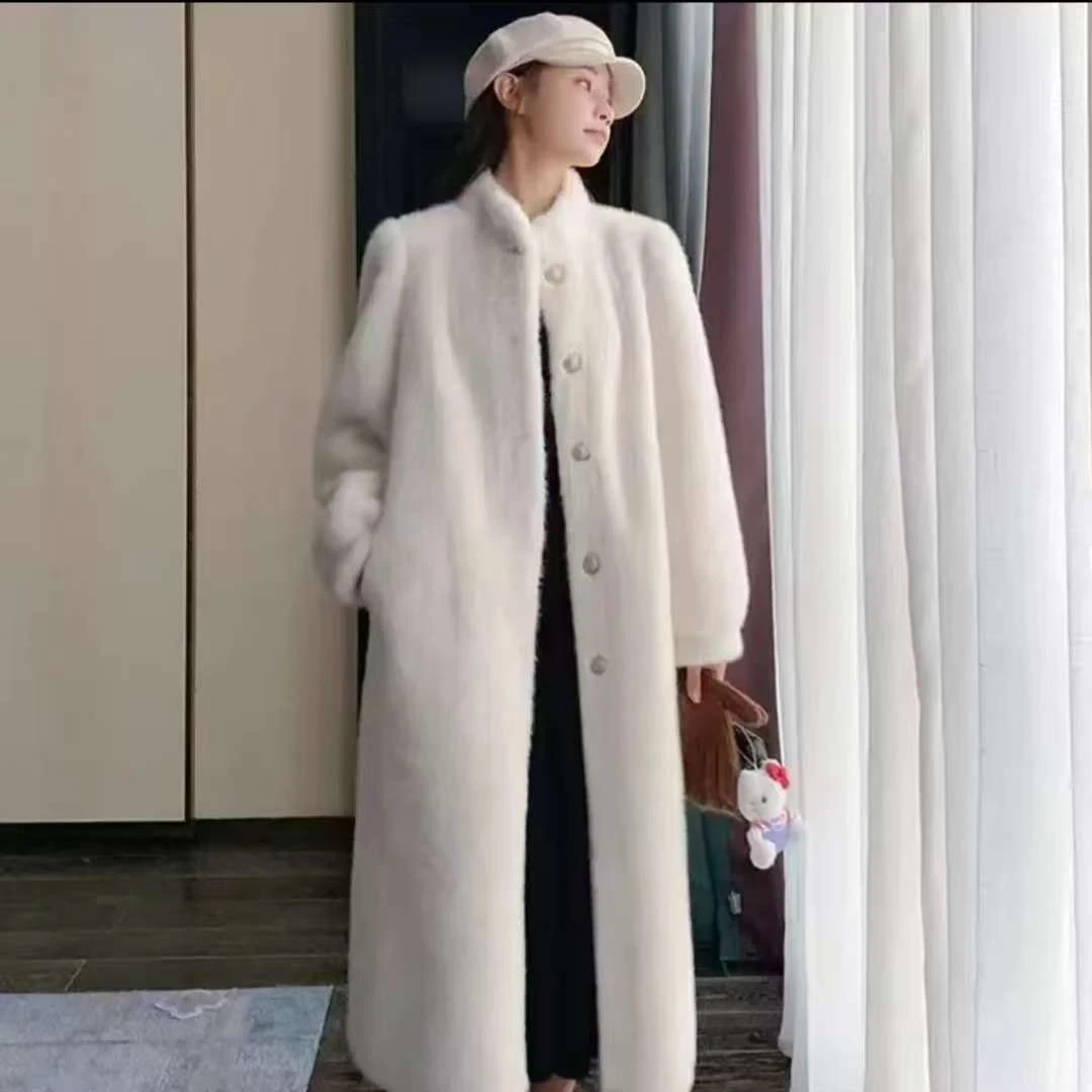 （圆脸小刘专属）2024冬季皮毛一体宽松长款毛毛外套宫廷风正肩大衣