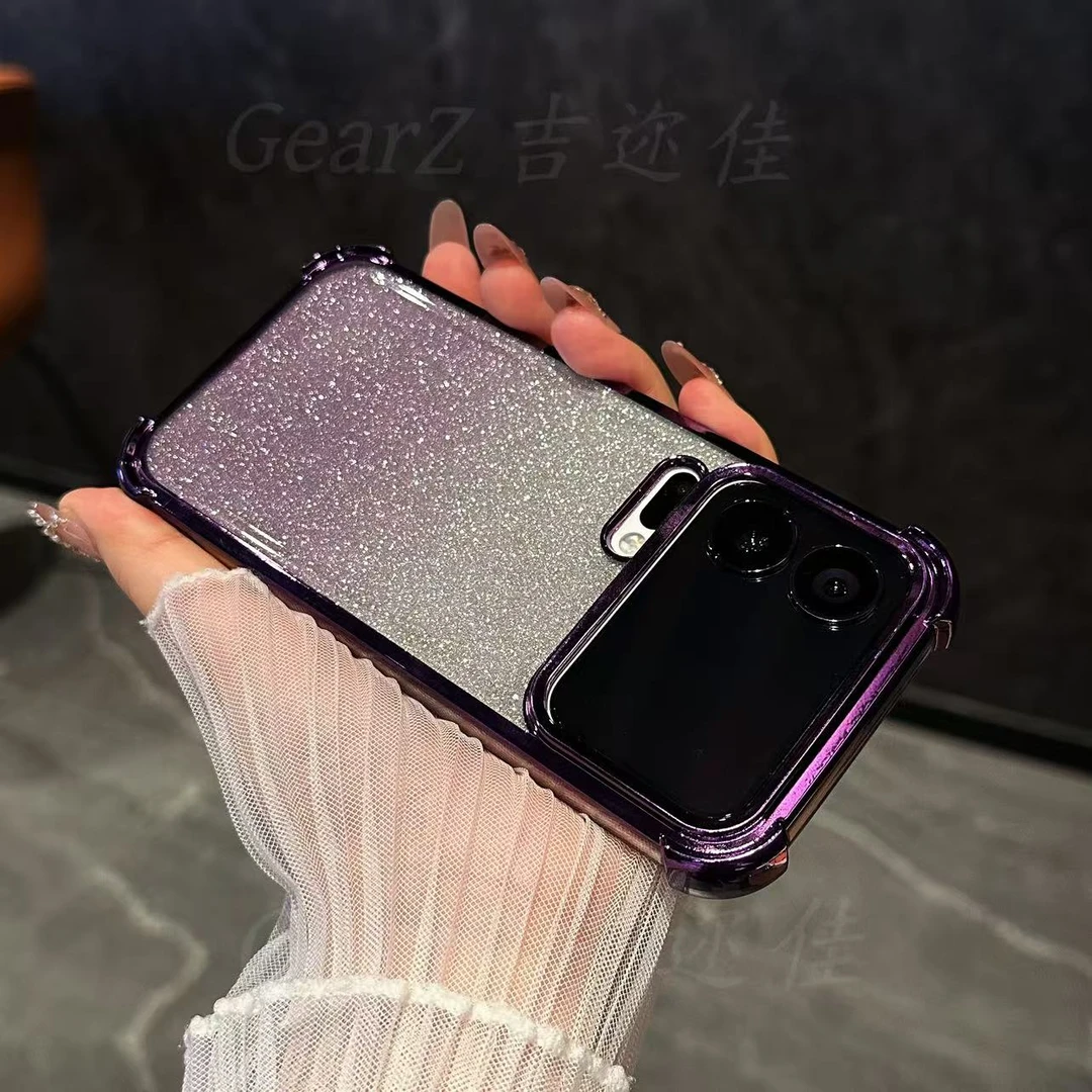 适用小米17pro/promax手机壳四角防摔电镀闪粉片简约透明保护软壳
