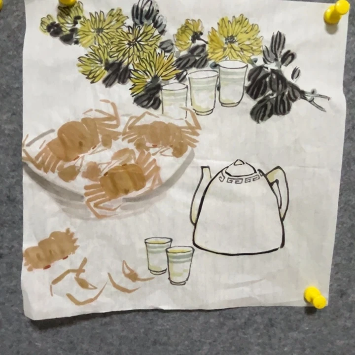 竖款大鱼书画艺术作品