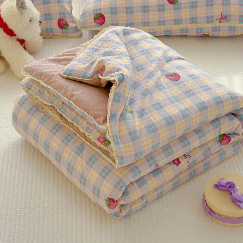 卡通水洗双层纱夏被空调被子夏季单人双人夏凉被非纯棉全棉可机洗