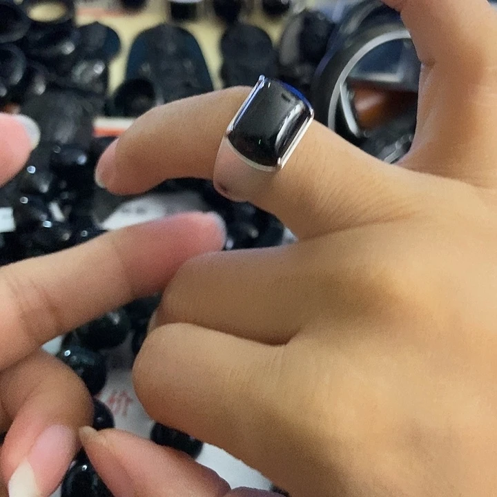 翡翠银S925镶嵌戒指墨翠