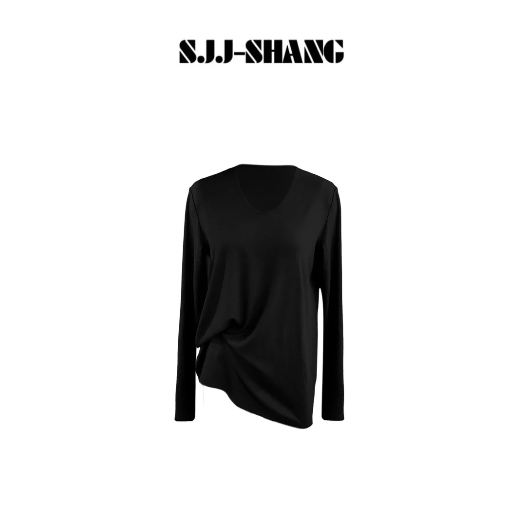 SJJ-SHANG【漫墨】25早秋重磅兰精莱赛尔修身长袖上衣q135599p