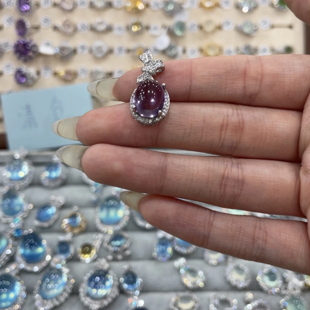 蛇纹石玉戒指吊坠项链银S925镶嵌嘿*嘿