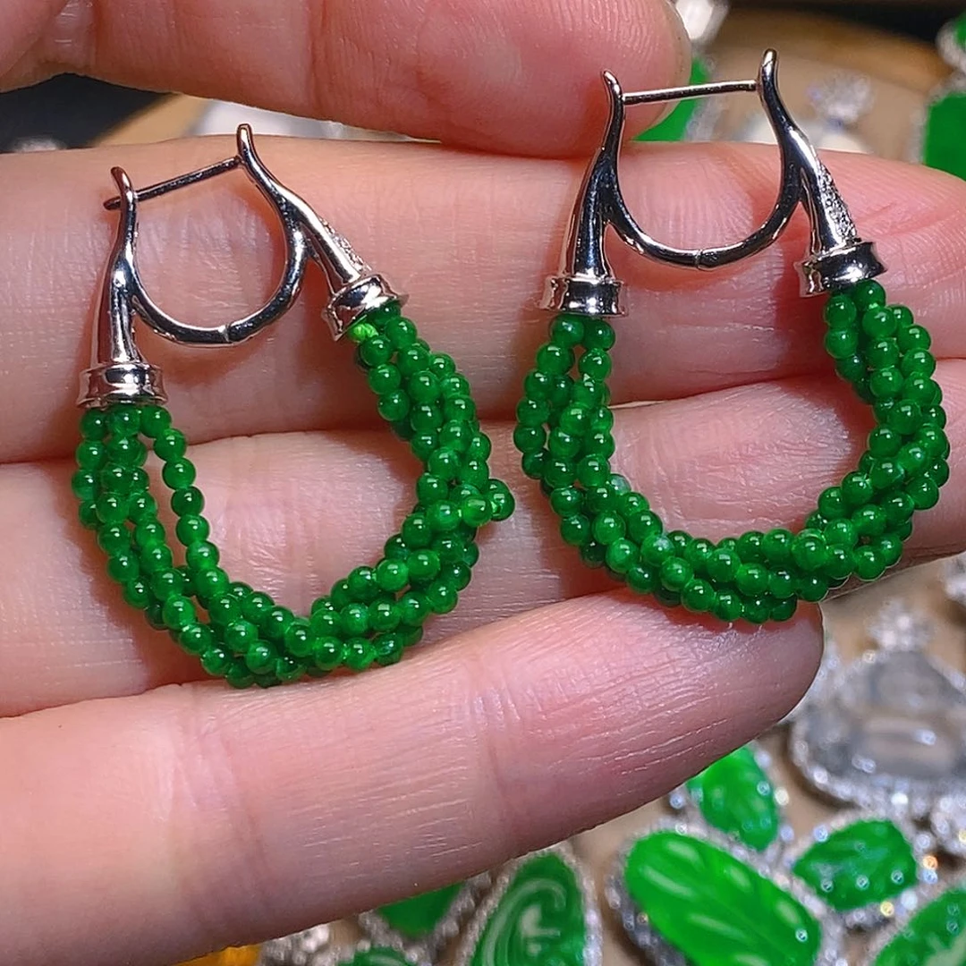 翡翠18K金镶嵌耳饰