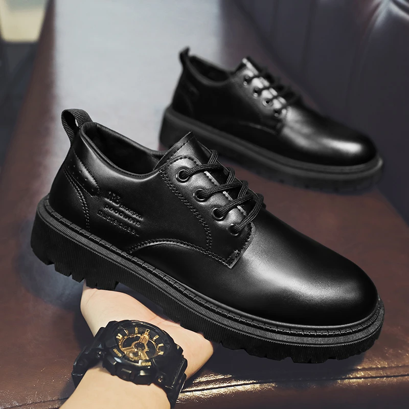 春季设计感马丁靴英伦风正装商务结婚新郎皮鞋男士透气休闲小皮鞋