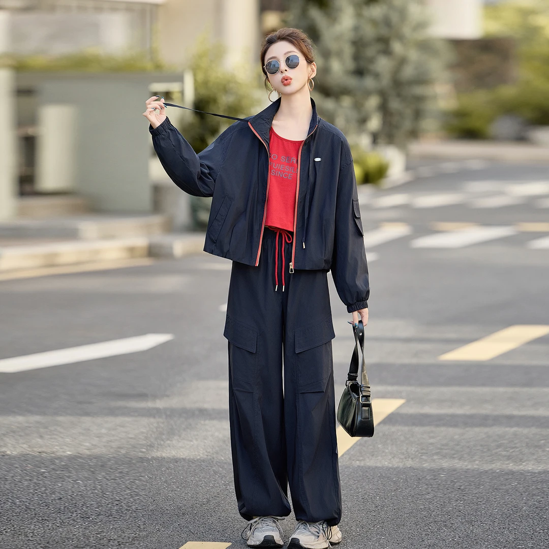 时尚遮肚显瘦时尚套装女2025春秋新款工装运动服洋气减龄三件套潮